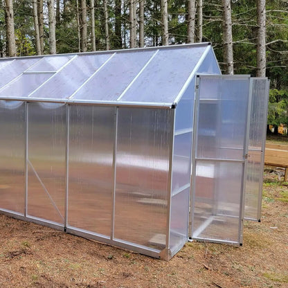 8′ x 20′ Aluminum Frame Greenhouse w/4 mm Twin Wall Polycarbonate Panels, UV Protected Panels, TMG-GH820