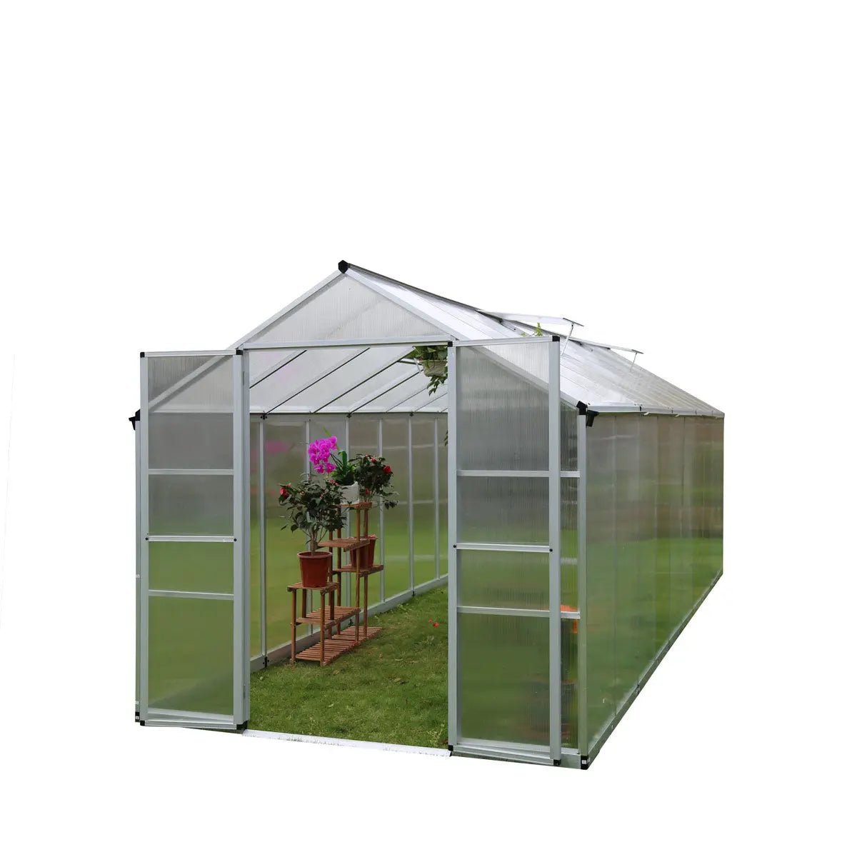 8′ x 20′ Aluminum Frame Greenhouse w/4 mm Twin Wall Polycarbonate Panels, UV Protected Panels, TMG-GH820