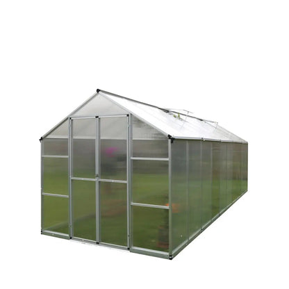 8′ x 20′ Aluminum Frame Greenhouse w/4 mm Twin Wall Polycarbonate Panels, UV Protected Panels, TMG-GH820