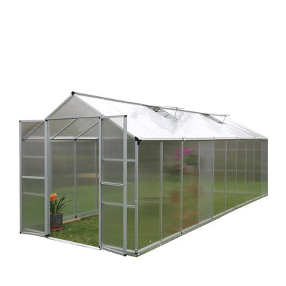 8′ x 20′ Aluminum Frame Greenhouse w/4 mm Twin Wall Polycarbonate Panels, UV Protected Panels, TMG-GH820