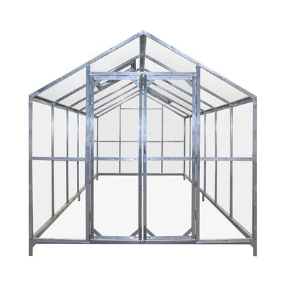 8′ x 20′ Greenhouse with Galvanized Steel Frame, Polycarbonate Twin-Wall Roof and Crystal-Clear Solid Walls TMG-GH821
