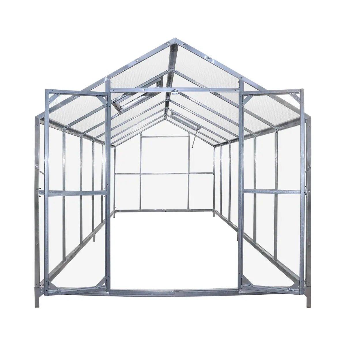 8′ x 20′ Greenhouse with Galvanized Steel Frame, Polycarbonate Twin-Wall Roof and Crystal-Clear Solid Walls TMG-GH821