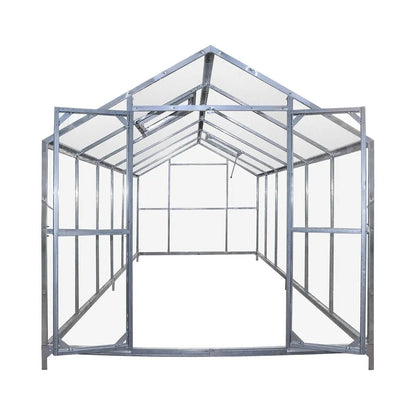 8′ x 20′ Greenhouse with Galvanized Steel Frame, Polycarbonate Twin-Wall Roof and Crystal-Clear Solid Walls TMG-GH821