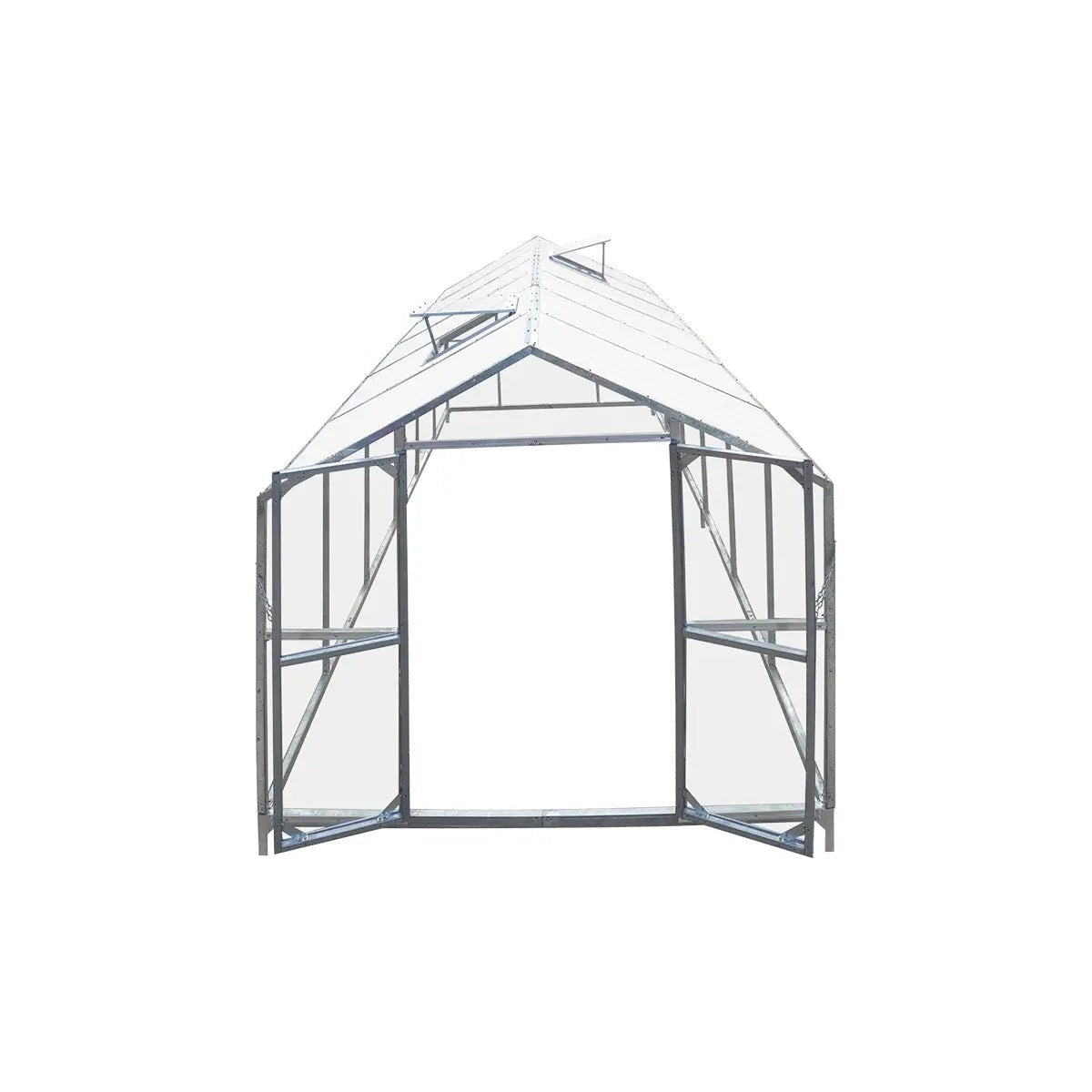 8′ x 20′ Greenhouse with Galvanized Steel Frame, Polycarbonate Twin-Wall Roof and Crystal-Clear Solid Walls TMG-GH821