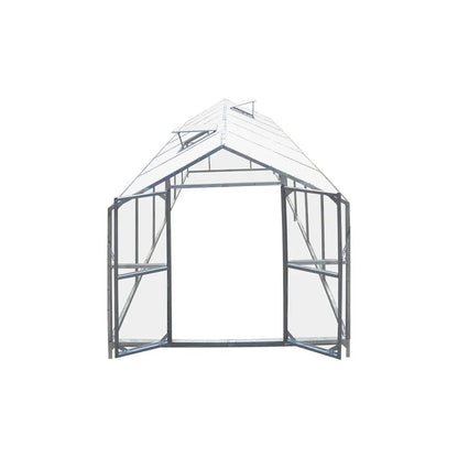 8′ x 20′ Greenhouse with Galvanized Steel Frame, Polycarbonate Twin-Wall Roof and Crystal-Clear Solid Walls TMG-GH821