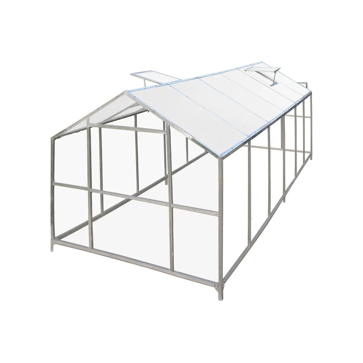 8′ x 20′ Greenhouse with Galvanized Steel Frame, Polycarbonate Twin-Wall Roof and Crystal-Clear Solid Walls TMG-GH821