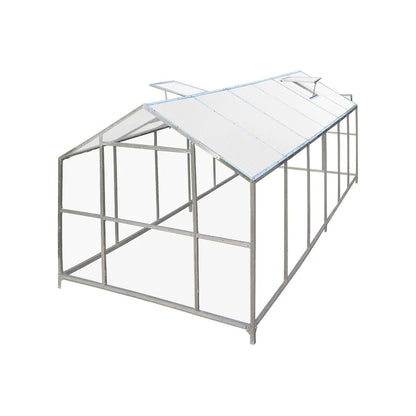 8′ x 20′ Greenhouse with Galvanized Steel Frame, Polycarbonate Twin-Wall Roof and Crystal-Clear Solid Walls TMG-GH821