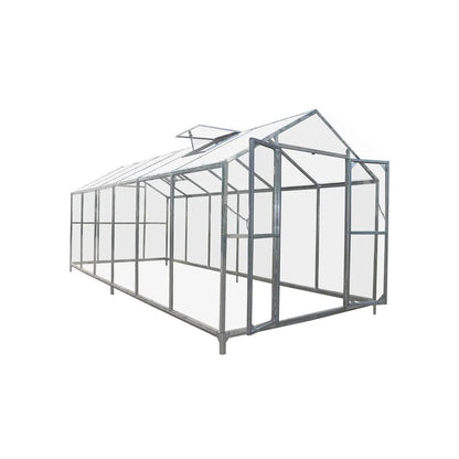 8′ x 20′ Greenhouse with Galvanized Steel Frame, Polycarbonate Twin-Wall Roof and Crystal-Clear Solid Walls TMG-GH821