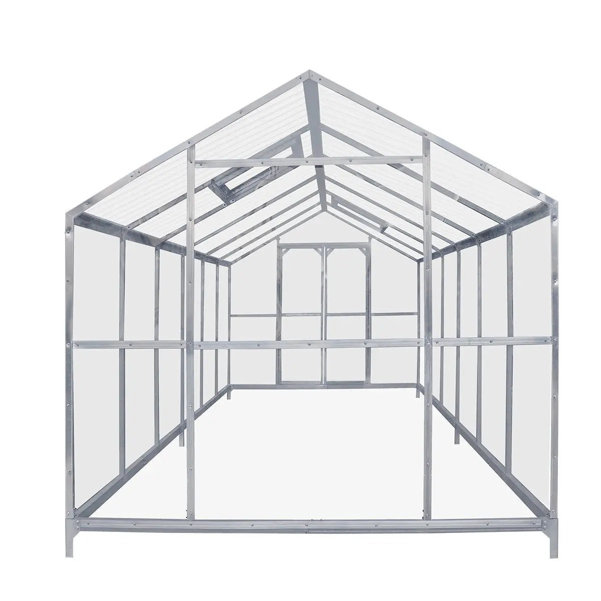 8′ x 20′ Greenhouse with Galvanized Steel Frame, Polycarbonate Twin-Wall Roof and Crystal-Clear Solid Walls TMG-GH821