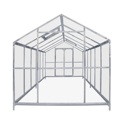8′ x 20′ Greenhouse with Galvanized Steel Frame, Polycarbonate Twin-Wall Roof and Crystal-Clear Solid Walls TMG-GH821