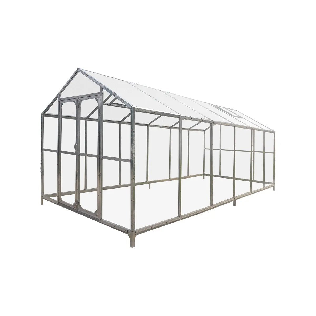 8′ x 20′ Greenhouse with Galvanized Steel Frame, Polycarbonate Twin-Wall Roof and Crystal-Clear Solid Walls TMG-GH821