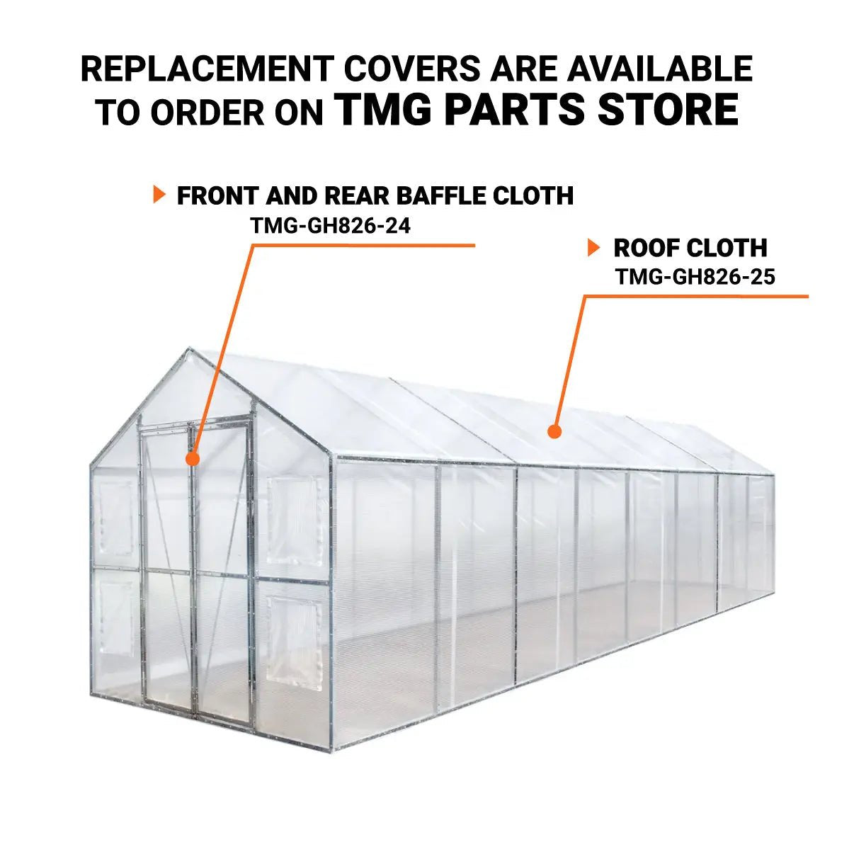 8’ x 26’ Greenhouse Grow Tent w/20 Mil Ripstop Leno Mesh PVC Cover, Galvanized Steel Frame, Roll-up Windows, TMG-GH826