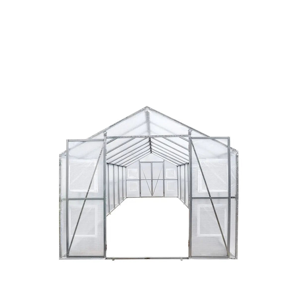 8’ x 26’ Greenhouse Grow Tent w/20 Mil Ripstop Leno Mesh PVC Cover, Galvanized Steel Frame, Roll-up Windows, TMG-GH826