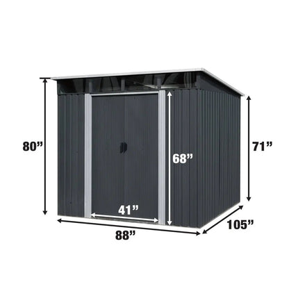 8’ x 9’ Galvanized Metal Pent Shed w/Skylight, 29 GA Corrugated Metal, 80″ Peak Ceiling, TMG-MS0809P