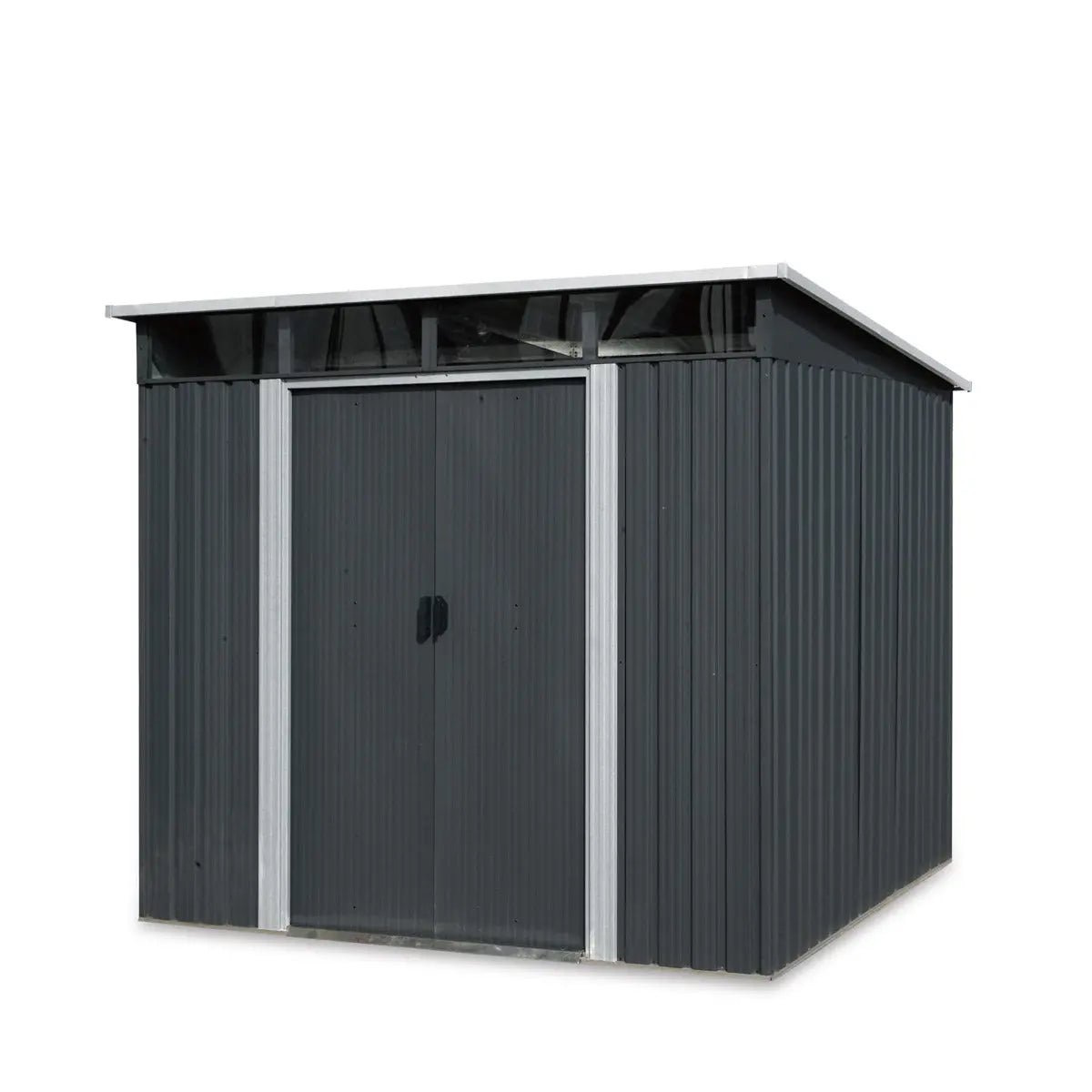 8’ x 9’ Galvanized Metal Pent Shed w/Skylight, 29 GA Corrugated Metal, 80″ Peak Ceiling, TMG-MS0809P