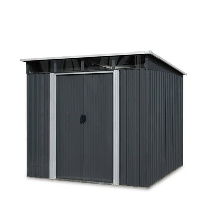 8’ x 9’ Galvanized Metal Pent Shed w/Skylight, 29 GA Corrugated Metal, 80″ Peak Ceiling, TMG-MS0809P