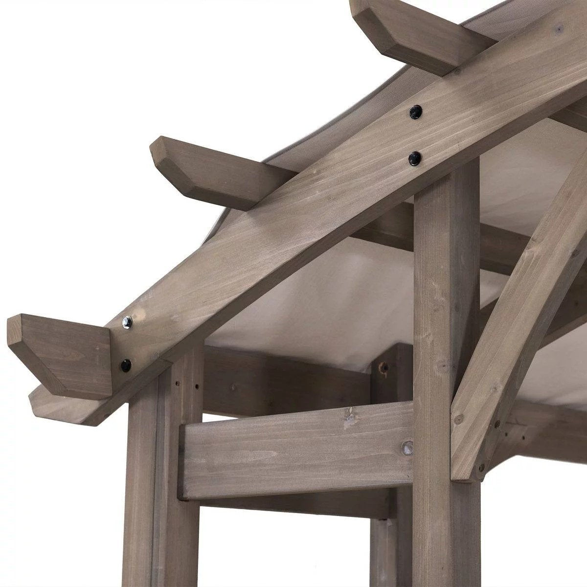 SummerCove 10 ft. x 14 ft. Light Gray Cedar Frame Arched Pergola with Shelves