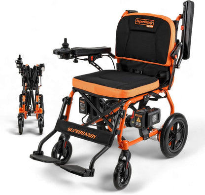 SuperHandy GoRide 2 Plus Foldable Electric Wheelchair, Dual Motors, Zero-Turn
