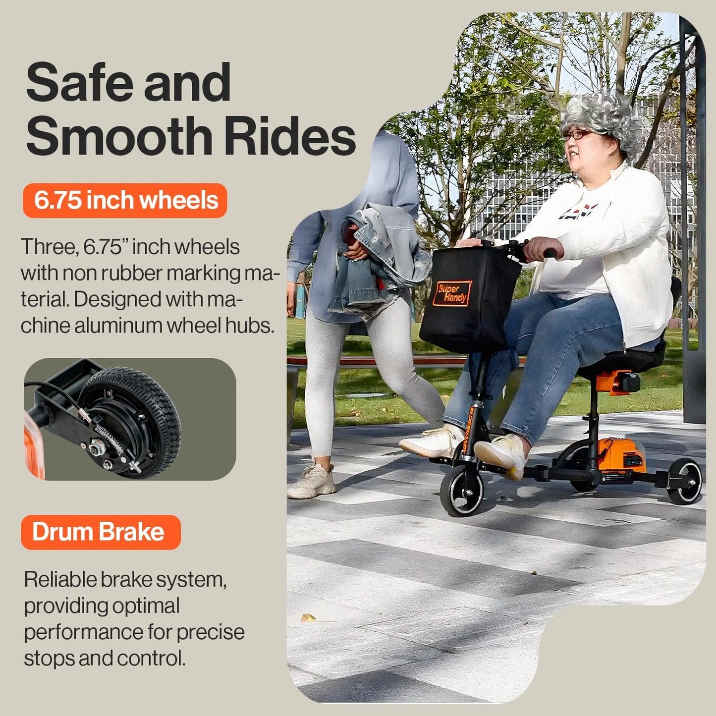 SuperHandy Foldable 3-Wheel Mobility Scooter for Adults, 13-Mile Range, Travel Friendly