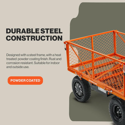 SuperHandy Electric-Assist Garden Cart, 5.7 Cu Ft, 440 lbs Load, All-Terrain Wheels