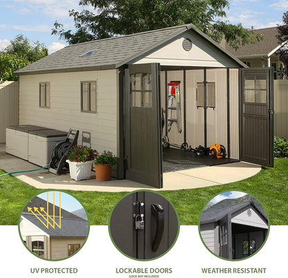 Lifetime 60236 11 x 18.5 Ft. Outdoor Storage Shed, 11 x 18.5, Desert Sand