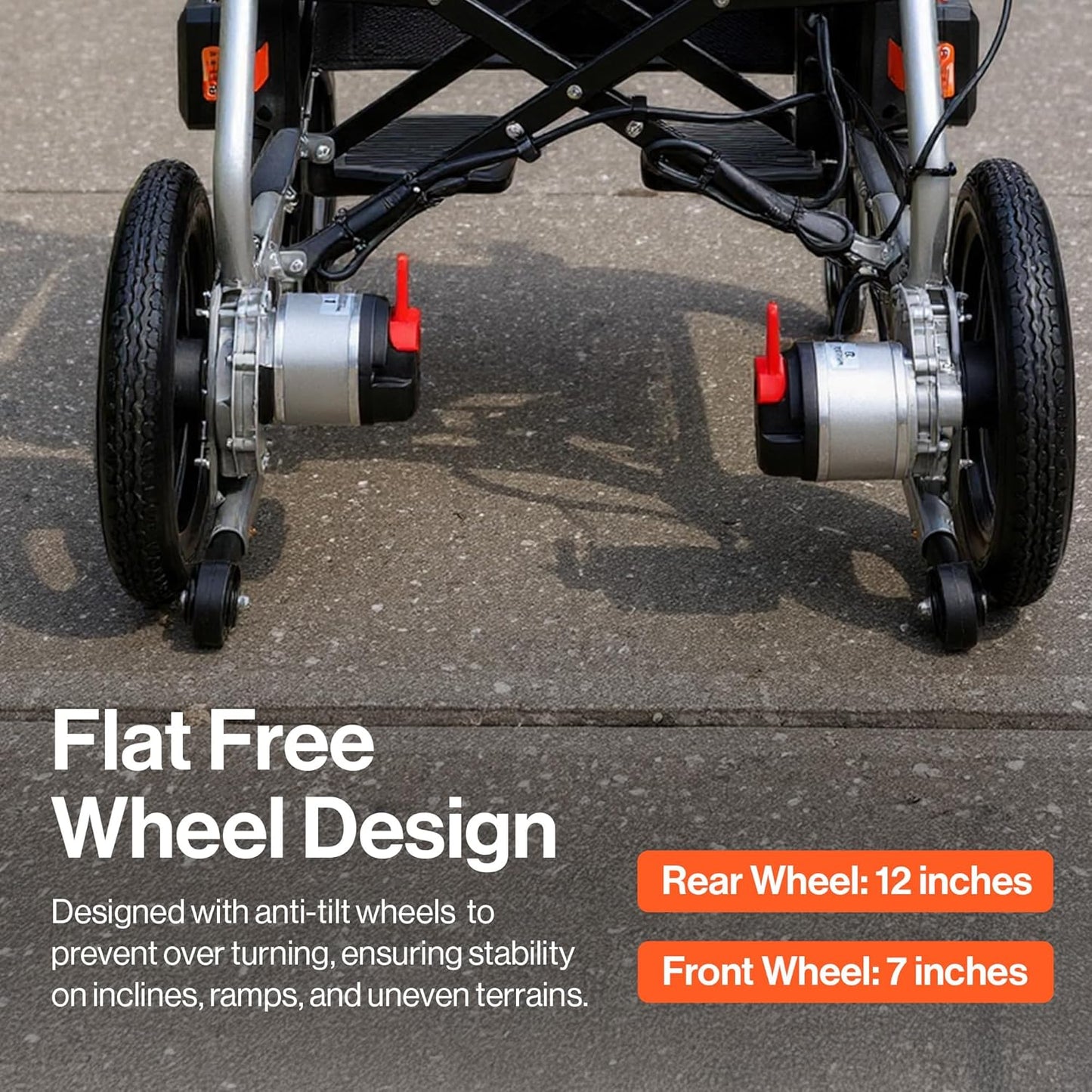 SuperHandy GoRide 2 Plus Foldable Electric Wheelchair, Dual Motors, Zero-Turn