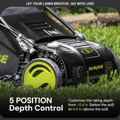 Sun Joe AJ805E 13A Electric Dethatcher & Scarifier, 15 in.