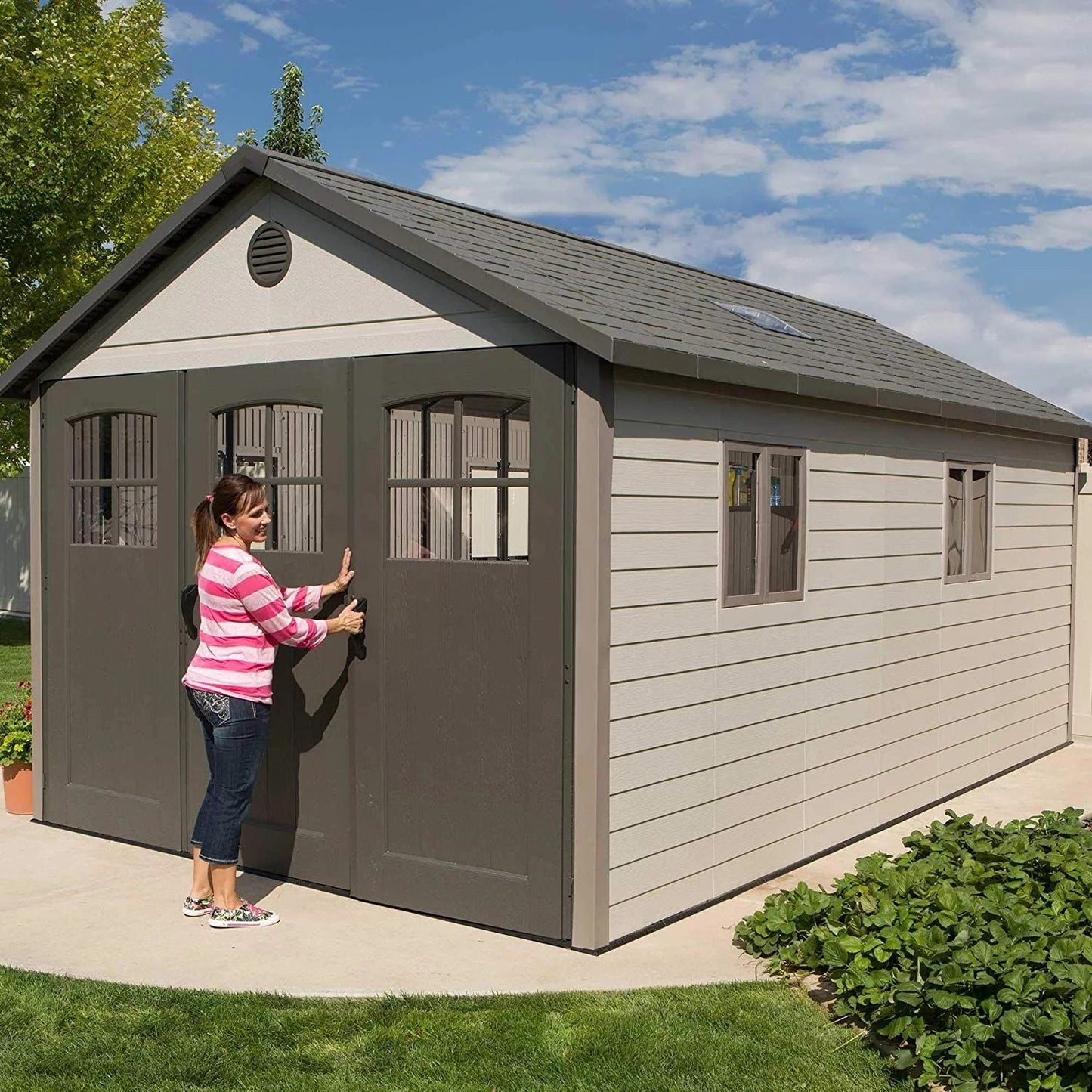 Lifetime 60236 11 x 18.5 Ft. Outdoor Storage Shed, 11 x 18.5, Desert Sand
