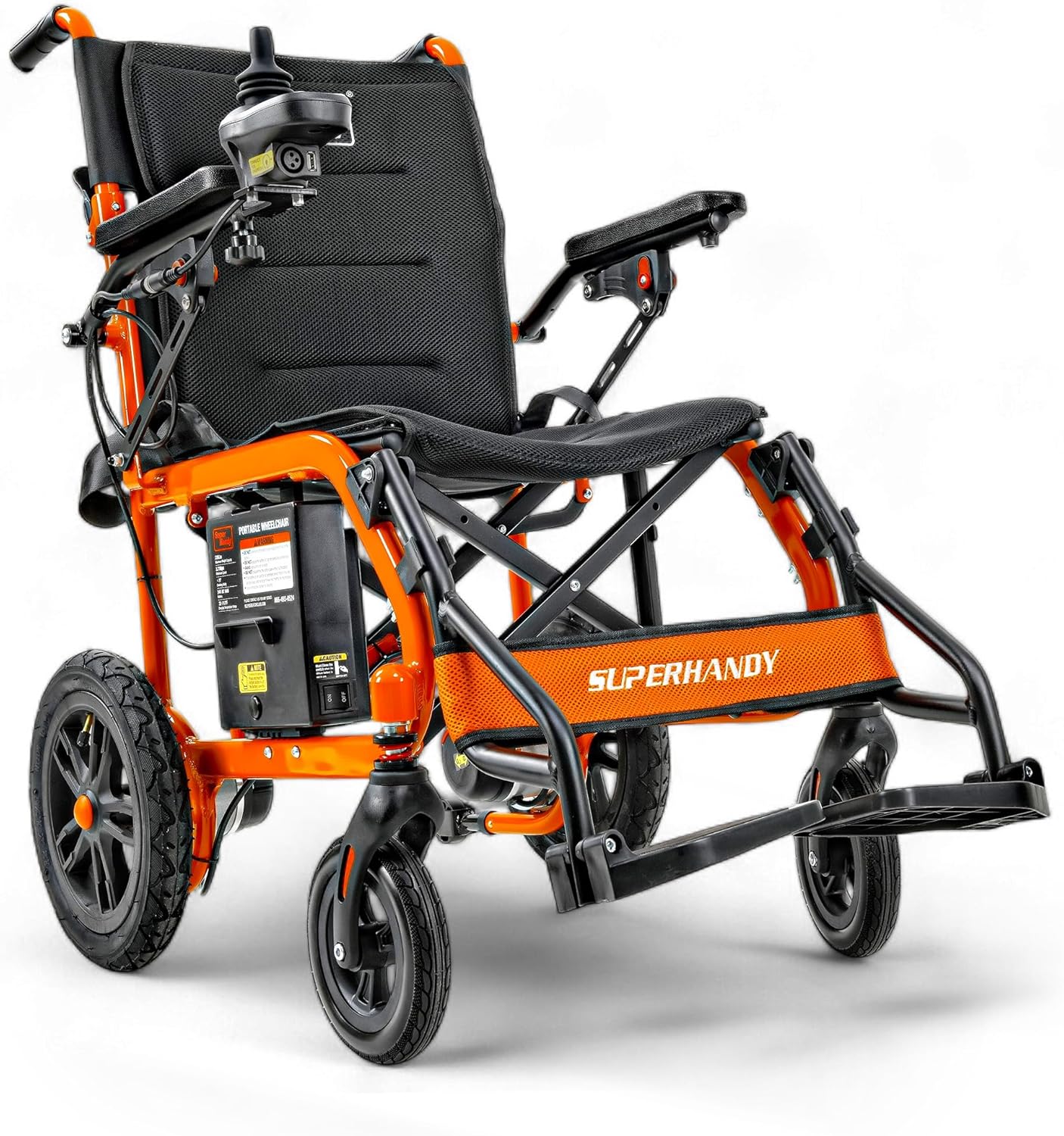 SuperHandy GoRide 2 Plus Foldable Electric Wheelchair, Dual Motors, Zero-Turn