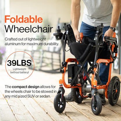 SuperHandy GoRide 2 Plus Foldable Electric Wheelchair, Dual Motors, Zero-Turn