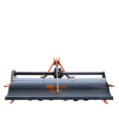 83″ 3-Point Hitch Commercial Grade Rotary Tiller, 45-80 HP Tractor, 6″ Tilling Depth, PTO Shaft Included, Category 1 & 2 Hookup, TMG-RT83