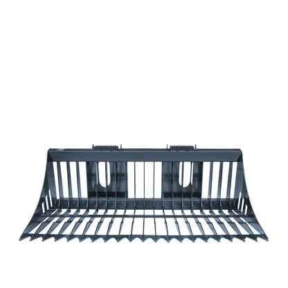 84″ Skid Steer Rock Skeleton Bucket Attachment, Solid Steel, Universal Mount, 4″ Tine Spacing, 45-70 HP, TMG-SB84