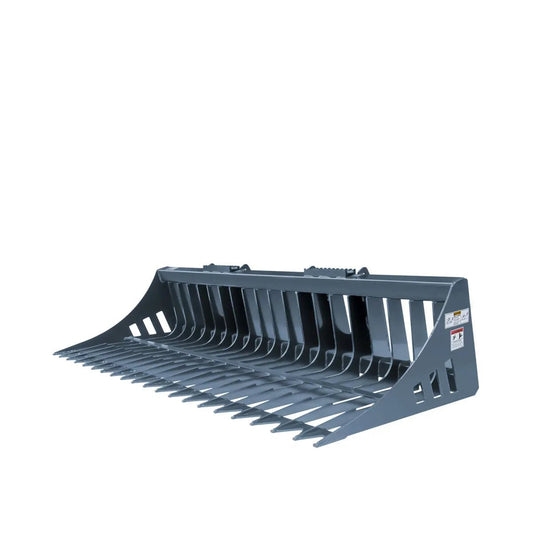 84″ Skid Steer Rock Skeleton Bucket Attachment, Solid Steel, Universal Mount, 4″ Tine Spacing, 45-70 HP, TMG-SB84