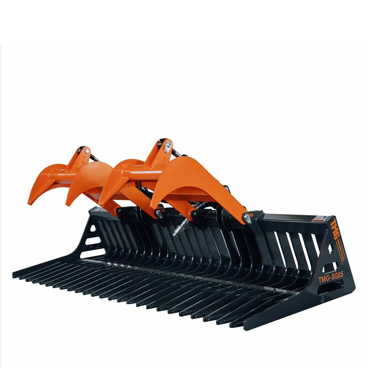 84″ Skid Steer Skeleton Grapple Attachment, Universal Mount, 34″ Arm Opening, 3″ Tine Spacing, 2600 lb Weight Capacity, TMG-SG85
