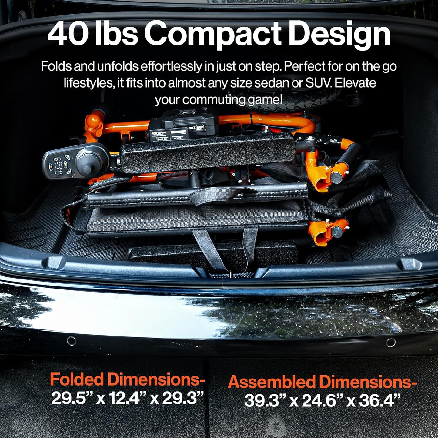 SuperHandy GoRide 2 Plus Foldable Electric Wheelchair, Dual Motors, Zero-Turn