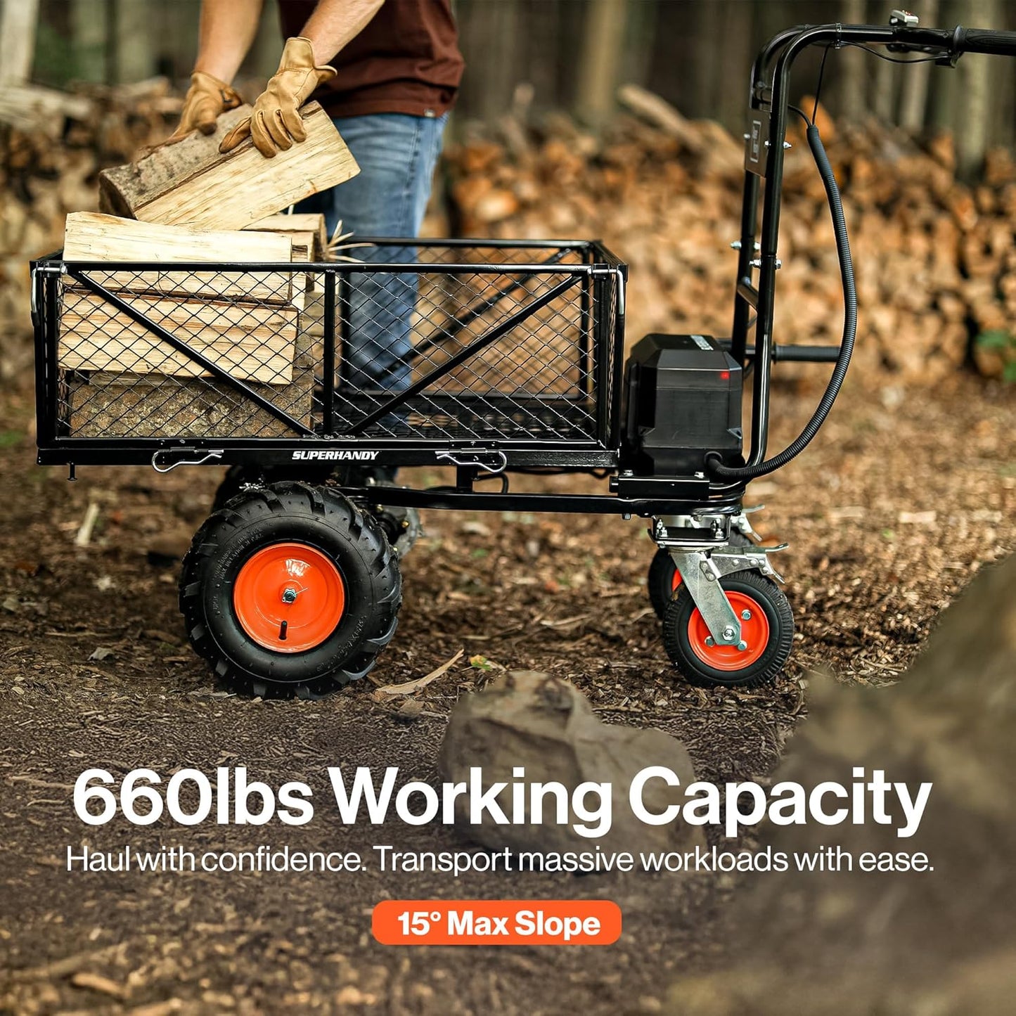 SuperHandy 48V Electric Power Wagon Utility Cart, 660 lb Load, 1000 lb Hauling Capacity