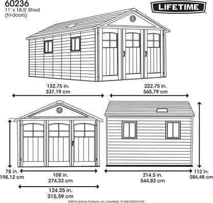 Lifetime 60236 11 x 18.5 Ft. Outdoor Storage Shed, 11 x 18.5, Desert Sand