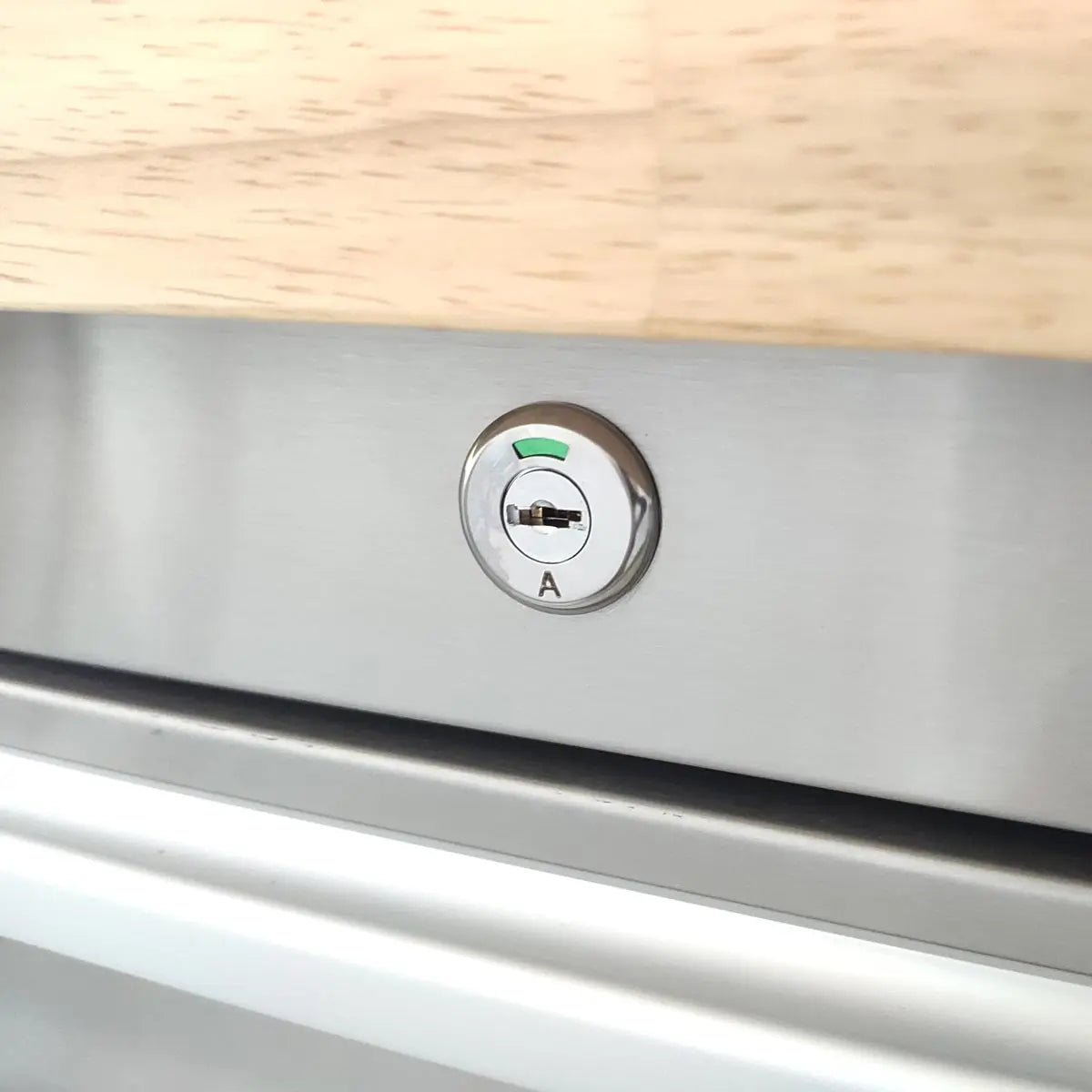 96″ Stainless Steel Rolling Workbench, Rubberwood Tabletop, 24 Lockable Drawers, Locking Wheels, TMG-WB9624S