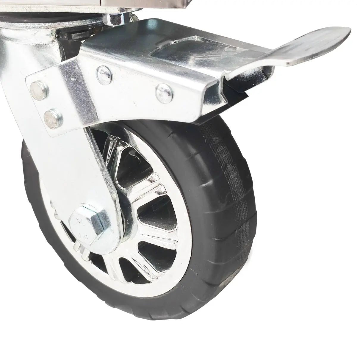 96″ Stainless Steel Rolling Workbench, Rubberwood Tabletop, 24 Lockable Drawers, Locking Wheels, TMG-WB9624S