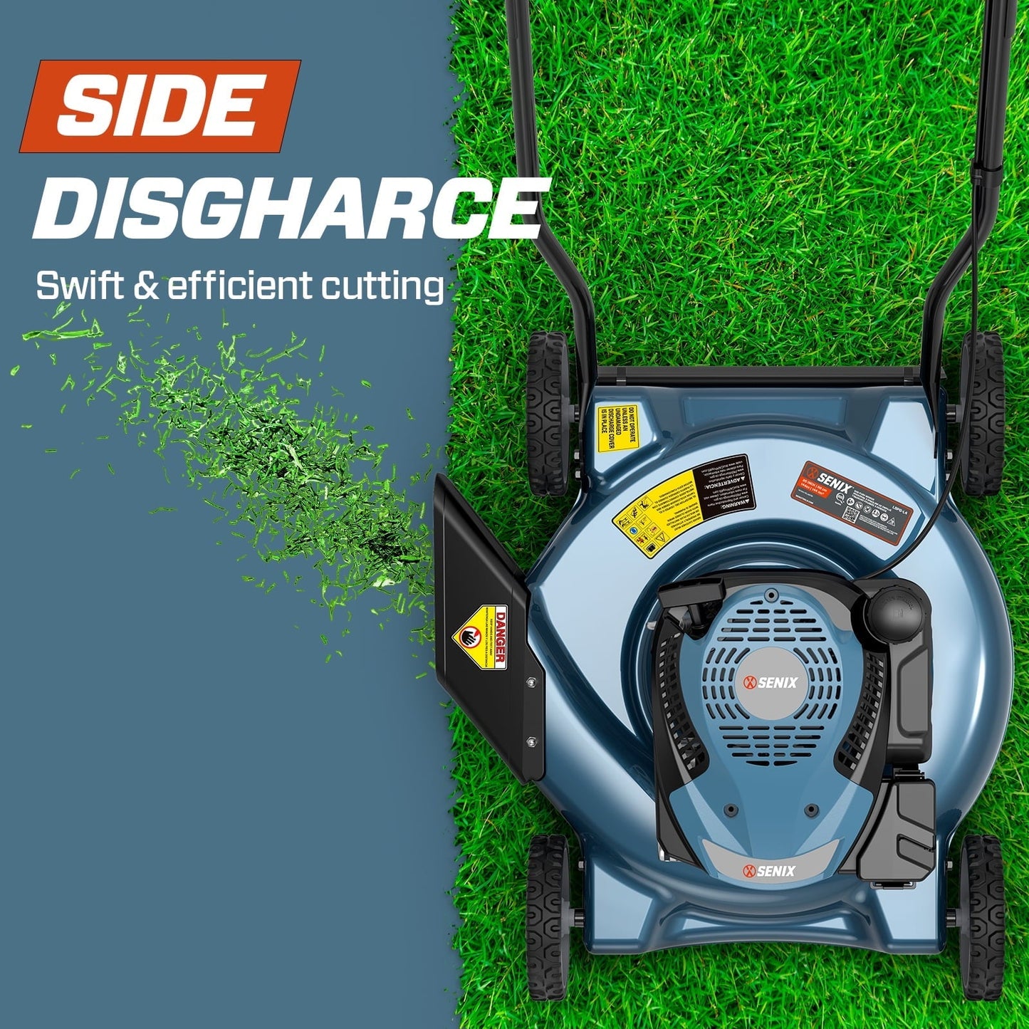 SENIX 18 in. Gas Push Lawn Mower, 144cc 4-Cycle with Side Discharge