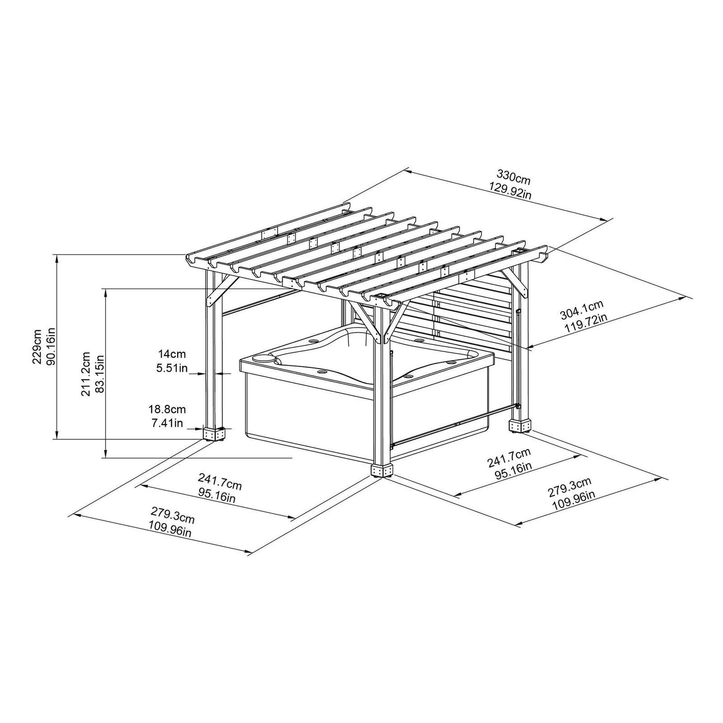SummerCove 11 ft. x 10 ft. Tan Cedar Frame Wood Pergola with Adjustable Canopy