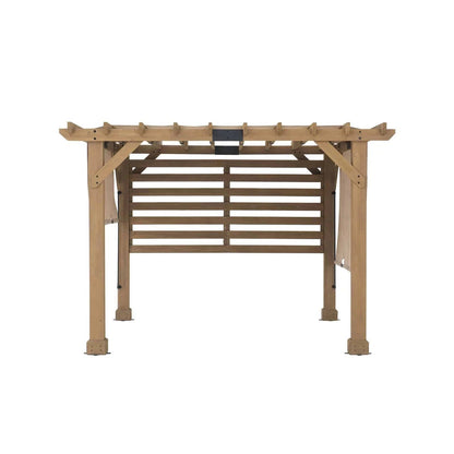 SummerCove 11 ft. x 10 ft. Tan Cedar Frame Wood Pergola with Adjustable Canopy