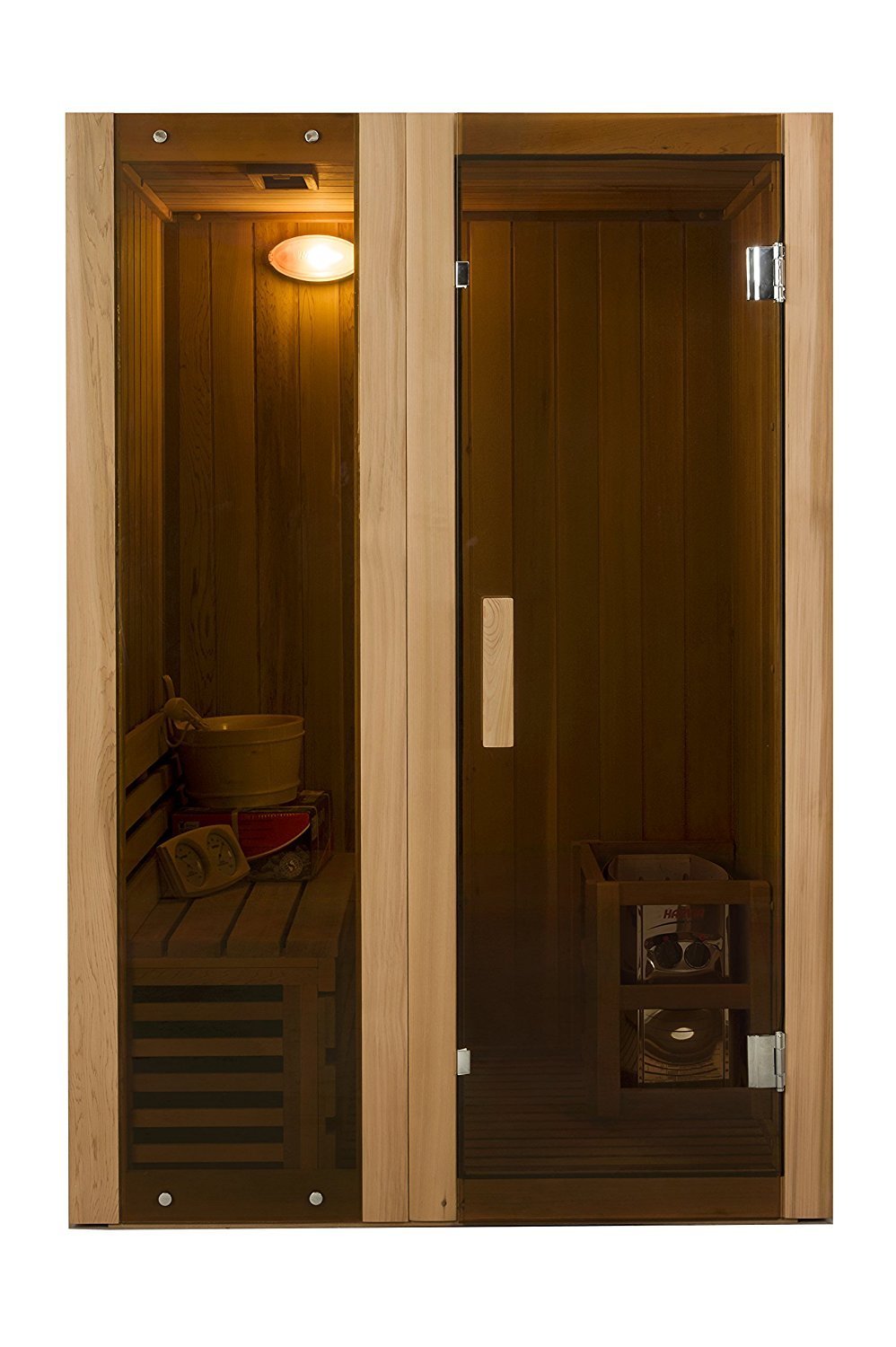ALEKO StI2ced Cedar Indoor Wet Dry Sauna Steam Room, 3 kW Harvia KIP Heater, 2 Person