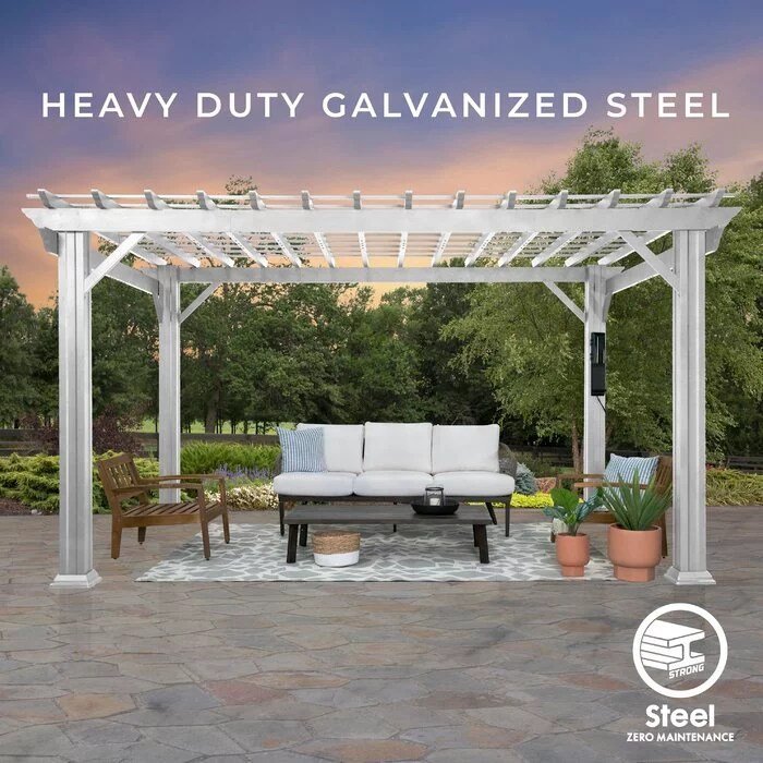 Backyard Discovery 16 ft. x 12 ft. Steel Traditional Pergola