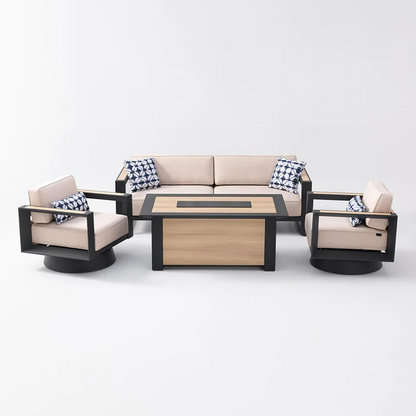 Bundle Set – Mirador 4-piece conversation fire pit + 3-piece conversation set