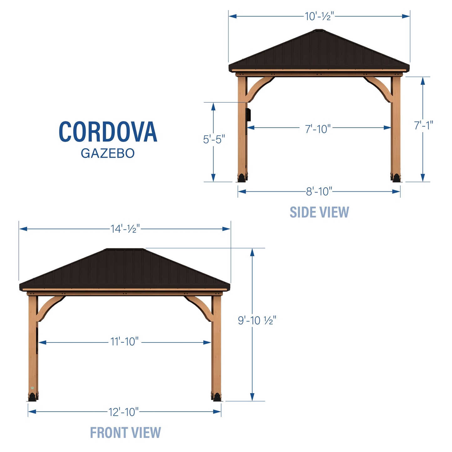 Cordova 14×10 Outdoor Gazebo with Steel Frame and Weather-Resistant Canopy