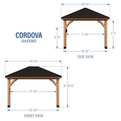 Cordova 14×10 Outdoor Gazebo with Steel Frame and Weather-Resistant Canopy