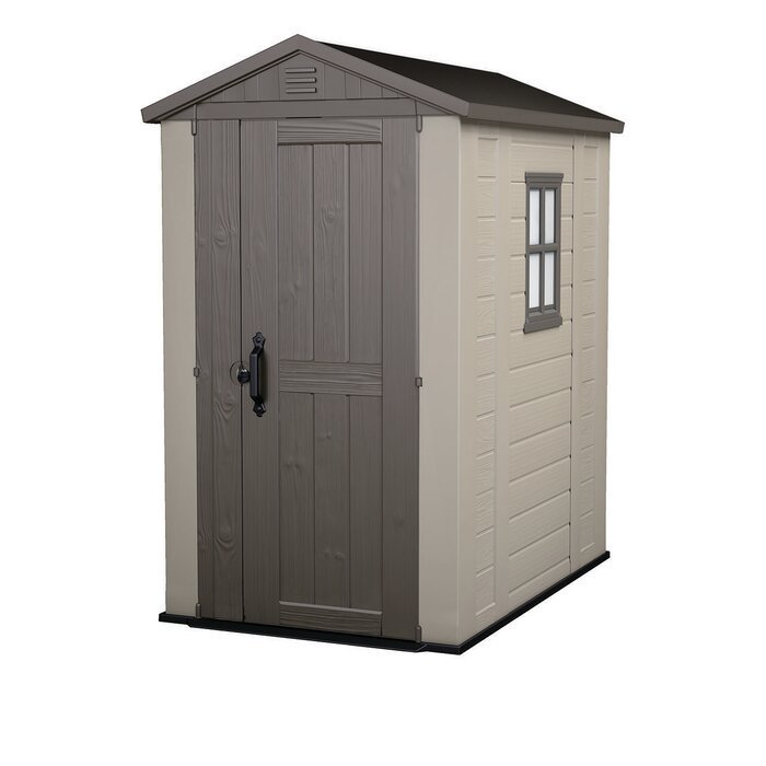 Factor 4x 6 FT Durable Resin Outdoor Storage Shed with Reinforced Steel For Lawn Patio Garden