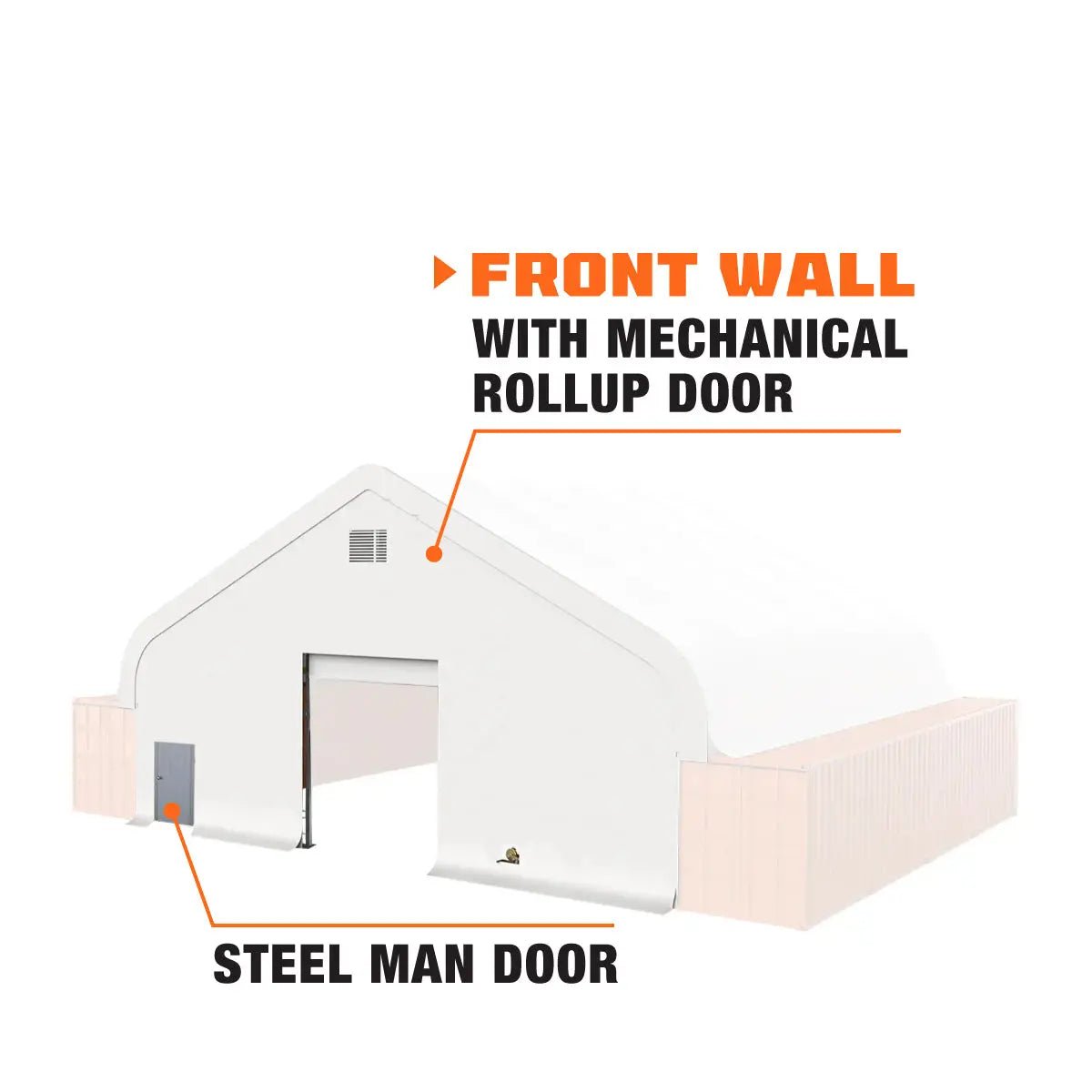 Front End Wall Kit, Compatible with TMG-DT5040CF-PRO container shelter installed with the standard height container (8’6″), TMG-DT50FW8V
