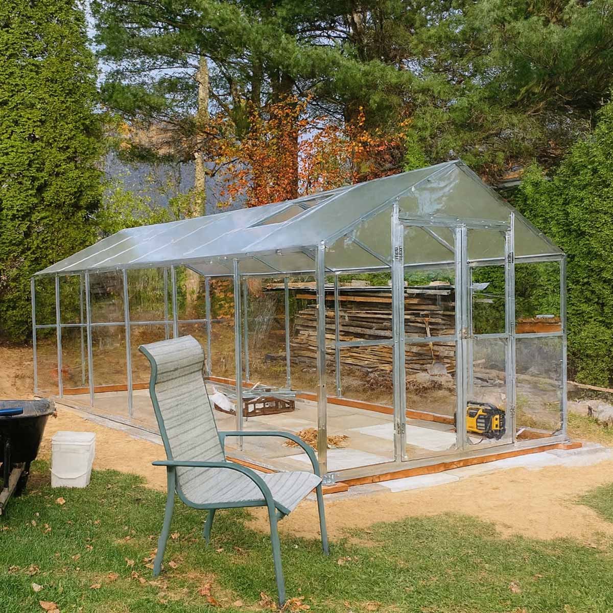 8′ x 10′ Greenhouse with Galvanized Steel Frame, Polycarbonate Twin-Wall Roof and Crystal-Clear Solid Walls TMG-GH811